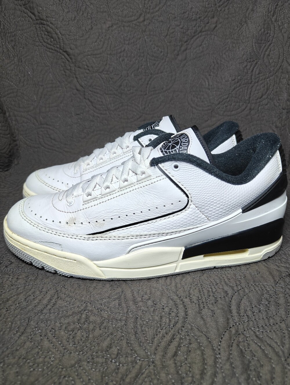 Nike Air Jordan 2/3 White Black Cement Basketball Black Sneakers Mens Shoe Sz 10